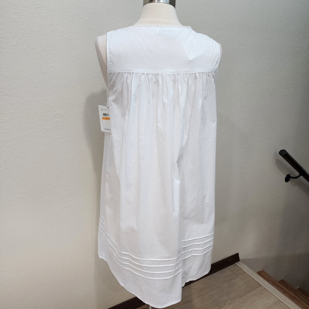 Eileen West Cotton Daisy Lace-Trim Nightgown Pin Tuck Mother of Pearl Buttons - Picture 11 of 11